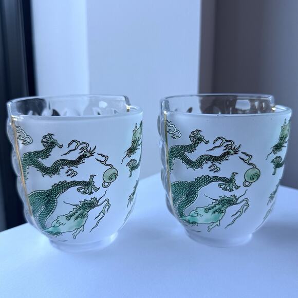 SELETTI Set Of 4 Glasses Hybrid Design Ctrlzak Chinese Dragon Green Aglaura - Picture 3 of 12